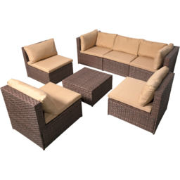 Furniture One Brown 6 Seater Rattan Modular Garden Furniture Set - thumbnail 2