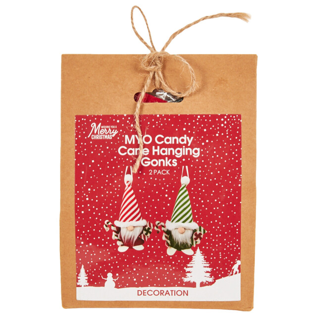 Pack of 2 Make Your Own Candy Cane Hanging Gonks - Red - image 1