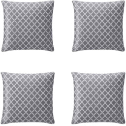 Alan Symonds Jacquard Weave Silver Geometric Cushion with Polyester Filled Pad 45 x 45cm 4 Pack