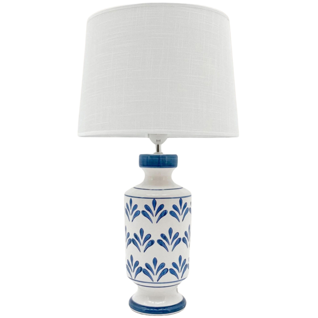 Acacia Home Fabric Shade Blue and White Ceramic Lamp 58cm - image 1