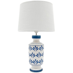 Acacia Home Fabric Shade Blue and White Ceramic Lamp 58cm - thumbnail 1