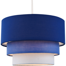 Happy Homewares Round Triple Tier Midnight Blue Fabric Ceiling Pendant Shade - thumbnail 2