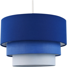 Happy Homewares Round Triple Tier Midnight Blue Fabric Ceiling Pendant Shade
