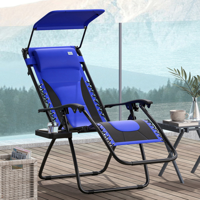 Outsunny Blue Zero Gravity Recliner Lounger - image 1