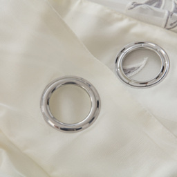 Alan Symonds Leaf Embroidered Ring Top Eyelet Tulle Voile Curtains Silver 147 x 137cm - thumbnail 2
