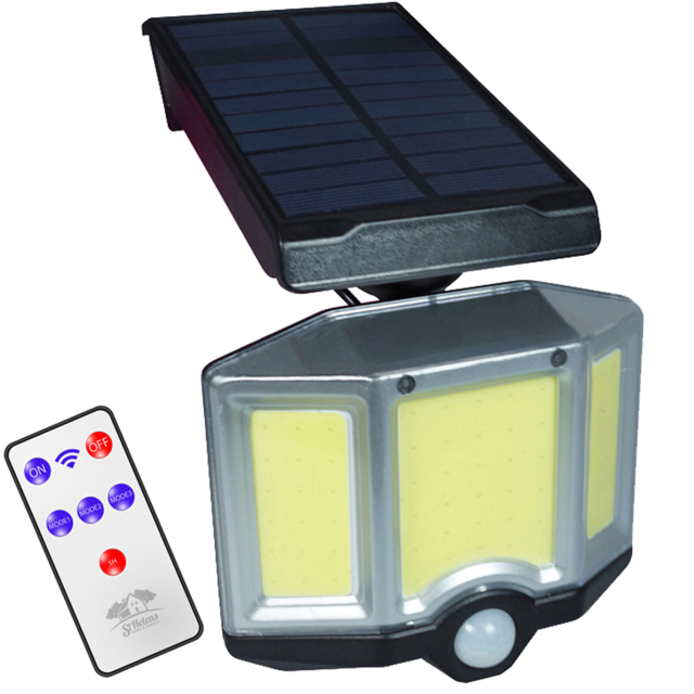 St Helens Black Solar Powered LED Security Wall Lamp with Remote Control - image 1