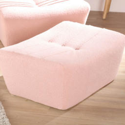 Desser Furniture Powder Pink Boucle Cosy Footstool
