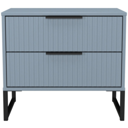 Crowndale Fluted 2 Drawer Denim Blue Side Table Ready Assembled - thumbnail 2