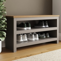 GFW Lancaster 2 Tier Grey Shoe Bench