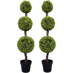 Leaf Topiary Green Triple Ball Artificial Tree in Pot 120cm 2 Pack - thumbnail 1