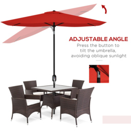 Outsunny 3m Wine Red Crank and Tilt Rectangular Parasol - thumbnail 4