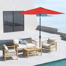 Outsunny 3m Wine Red Crank and Tilt Rectangular Parasol - thumbnail 2
