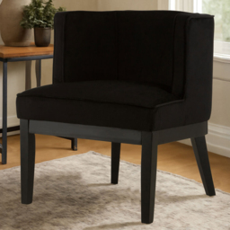 Premier Housewares Daxton Black Velvet Curved Back Chair