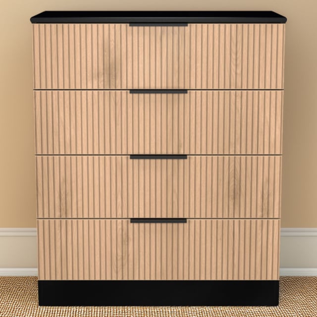 Crowndale Java Slatt Effect and Black 4 Drawer Chest - image 1