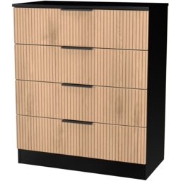Crowndale Java Slatt Effect and Black 4 Drawer Chest - thumbnail 4