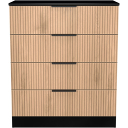 Crowndale Java Slatt Effect and Black 4 Drawer Chest - thumbnail 2
