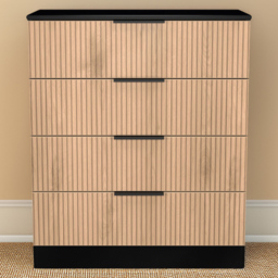 Crowndale Java Slatt Effect and Black 4 Drawer Chest - thumbnail 1