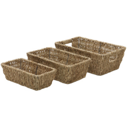 JVL Seagrass Rectangular Storage Baskets 3 Pack - thumbnail 3