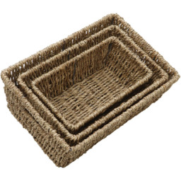 JVL Seagrass Rectangular Storage Baskets 3 Pack - thumbnail 4