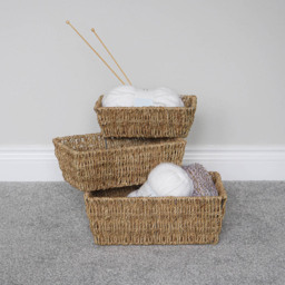 JVL Seagrass Rectangular Storage Baskets 3 Pack - thumbnail 2