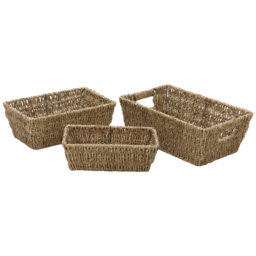 JVL Seagrass Rectangular Storage Baskets 3 Pack - thumbnail 1