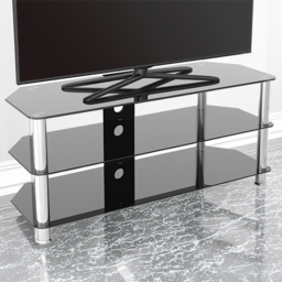 AVF Classic 3 Shelf Black Glass and Chrome Corner TV Stand