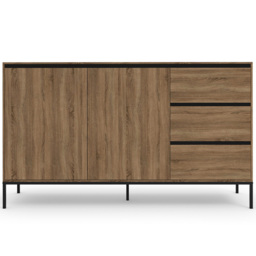 Loft24 Bari 2 Door 3 Drawer Oak Black Sideboard - thumbnail 3