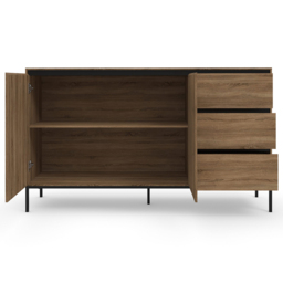 Loft24 Bari 2 Door 3 Drawer Oak Black Sideboard - thumbnail 4
