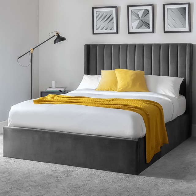 Julian Bowen Langham Super King Grey Storage Ottoman Bed - image 1