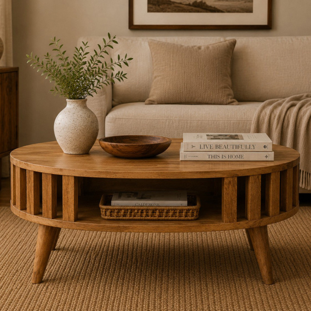 Artisan Furniture Ariella Brown Single Shelf Solid Wood Mini Coffee Table - image 1