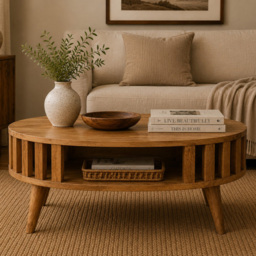 Artisan Furniture Ariella Brown Single Shelf Solid Wood Mini Coffee Table