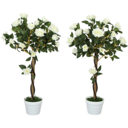 Portland Set of 2 White Rose Decorative Artificial Plant in Pot 90cm - thumbnail 1