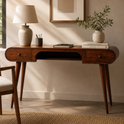 Artisan Furniture London Chestnut 2 Drawer Solid Wood Arch Writing Desk