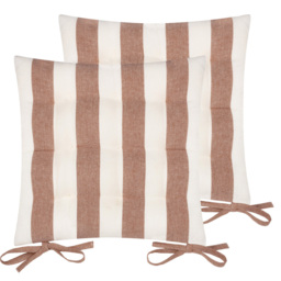 Yard Hayle Striped Pecan Cotton Seat Pad 40 x 40cm 2 Pack - thumbnail 3