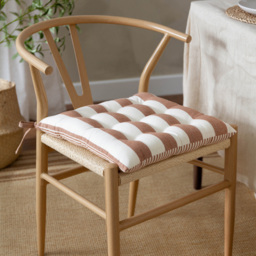 Yard Hayle Striped Pecan Cotton Seat Pad 40 x 40cm 2 Pack - thumbnail 2