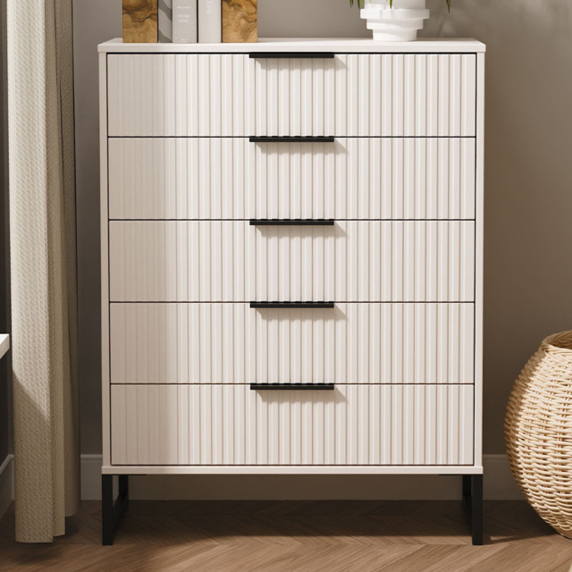 Crowndale Fluted 5 Drawer Kashmir Matt Chest of Drawers Ready Assembled - image 1