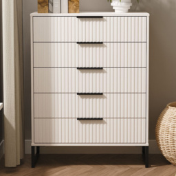Crowndale Fluted 5 Drawer Kashmir Matt Chest of Drawers Ready Assembled - thumbnail 1