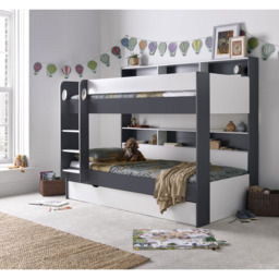 Oliver Grey and White Single Drawer Storage Bunk Bed - thumbnail 2