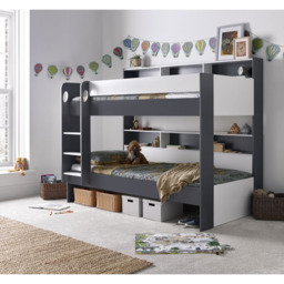 Oliver Grey and White Single Drawer Storage Bunk Bed - thumbnail 3