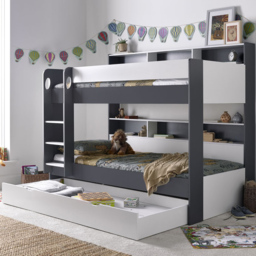 Oliver Grey and White Single Drawer Storage Bunk Bed