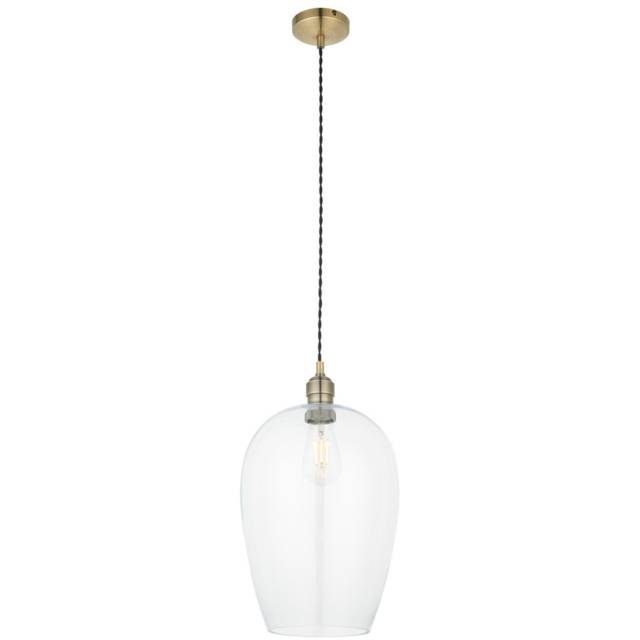 Merano Livorno Clear Glass Antique Brass Plate Large Pendant Ceiling Lamp - image 1