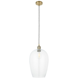 Merano Livorno Clear Glass Antique Brass Plate Large Pendant Ceiling Lamp - thumbnail 1