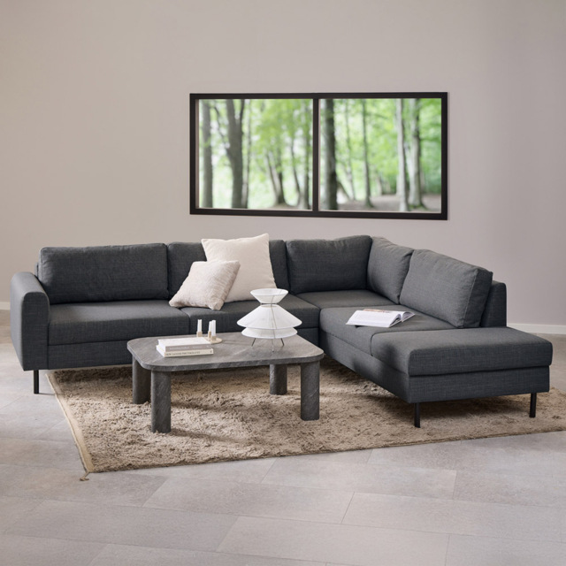 Florence Omaha Dark Grey Fabric 6 Seater Right Hand Corner Sofa - image 1