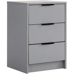 Home Source Phoenix 3 Drawer Grey Bedside Table - thumbnail 2