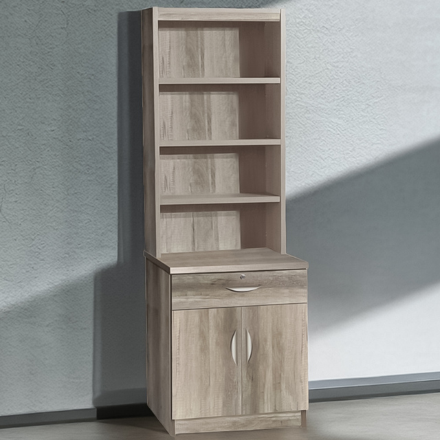 R White Cabinets Grey 2 Door Single Drawer 4 Shelf Cupboard with Hutch - image 1