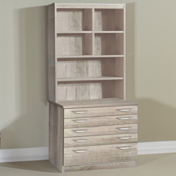 R White Cabinets Grey 5 Drawer 6 Shelf Chest of Drawers with Hutch - thumbnail 1