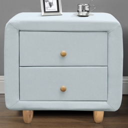 Brooklyn 2 Drawer Blue Linen Bedside Table - thumbnail 1