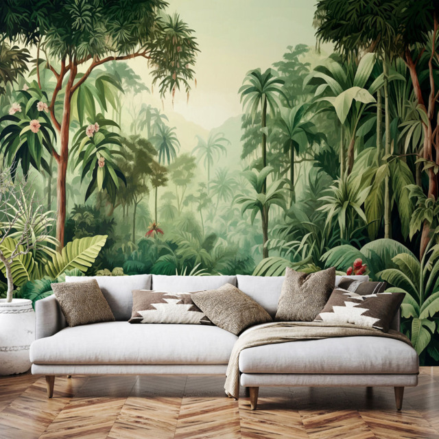 Origin Murals Jungle Trees Green and Yellow Wall Mural - image 1