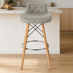 Premier Housewares Stockholm Grey Leather Effect Seat Bar Stool - thumbnail 1