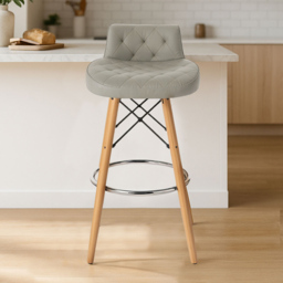 Premier Housewares Stockholm Grey Leather Effect Seat Bar Stool - thumbnail 3